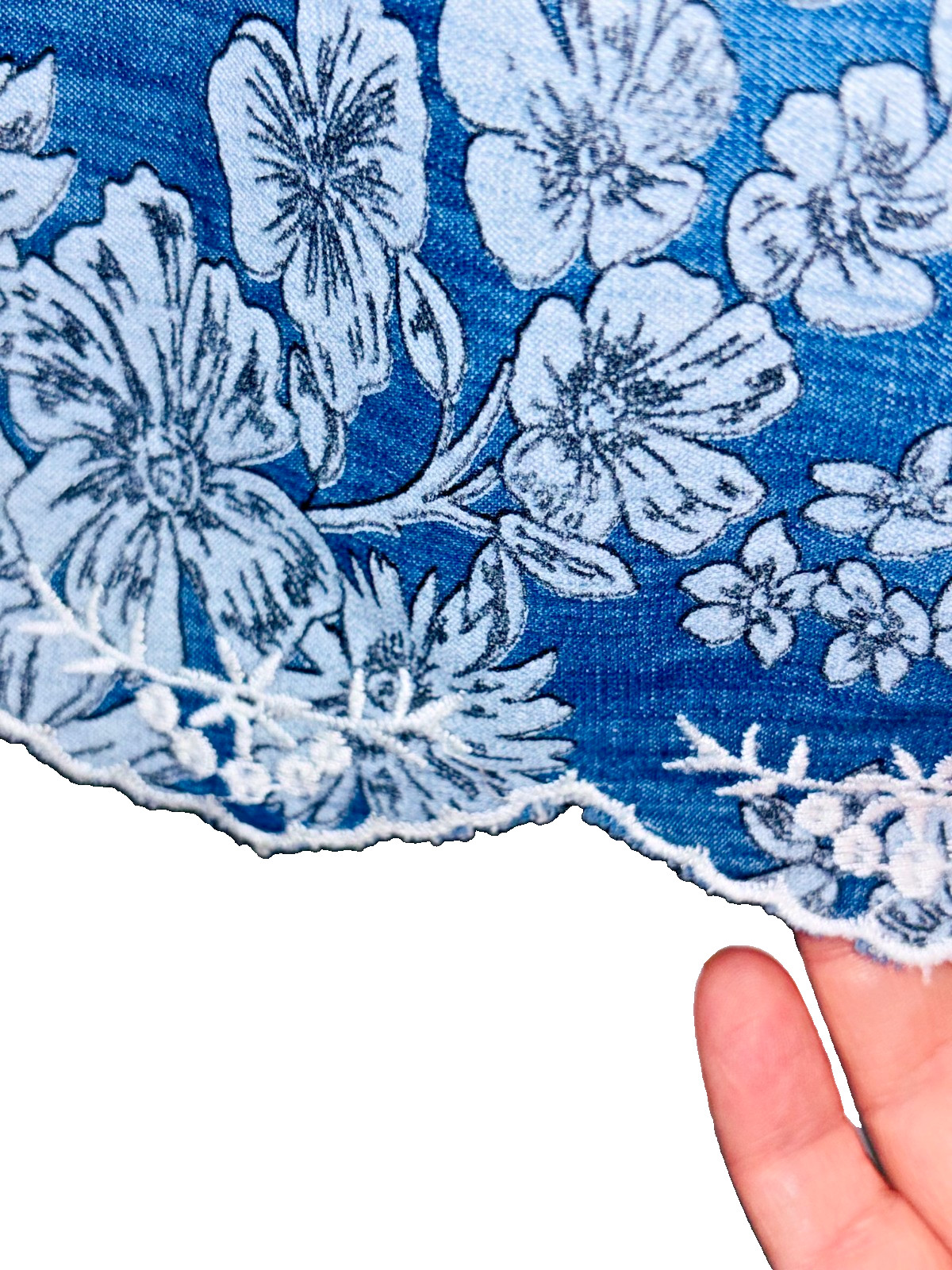 TU Bardot Blue Denim Chambrey Off the Shoulder Tunic with Embroidery-Size-8,Boho image 9