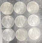 Lot of 9 1922 Silver Peace Dollars Bu Mint  you will receive the coins Pictured