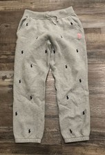 Polo Ralph Lauren Pink Pony Fleece Jogger Sweatpants Youth Medium Gray