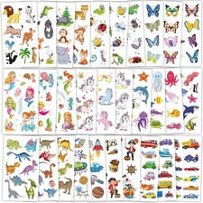 320 Patterns Temporary Tattoos for Kids, 36 Sheets Medium, Colorful
