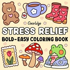 Stress Relief Coloring Book for Adults and Kids: Bold, Easy, and Simple Designs