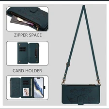 Crossbody Zipper 6 Cards Wallet Case Flip Stand Cover For iPhone Samsung Huawei