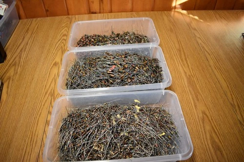 Huge Lot of 1000's Resistors Carbon Composition 1/4 Watt 1/2 watt 20 POUNDS - product listing photo