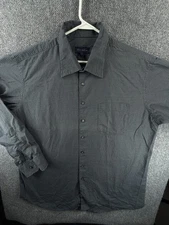 Scott Barber Dotted Blue Button Up Shirt Men Long Sleeve Cotton 2XL Woven Pocket