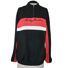 Black Quarter Zip Harley Davidson Sweater Size XL