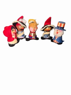 Vintage Kellogg Cereal Friendly Folks Wooden Figure Lot 1970s 5 Characters