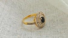Gold tone crystal black stone dress ring size Z 1/2 large unisex