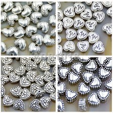 50Pcs Tibetan Silver Heart Metal Pendant Connector Space Charm Beads Findings