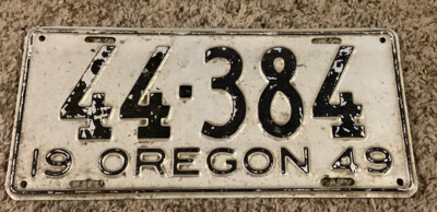 Vintage 1949 Oregon License Plate 44-384 | eBay