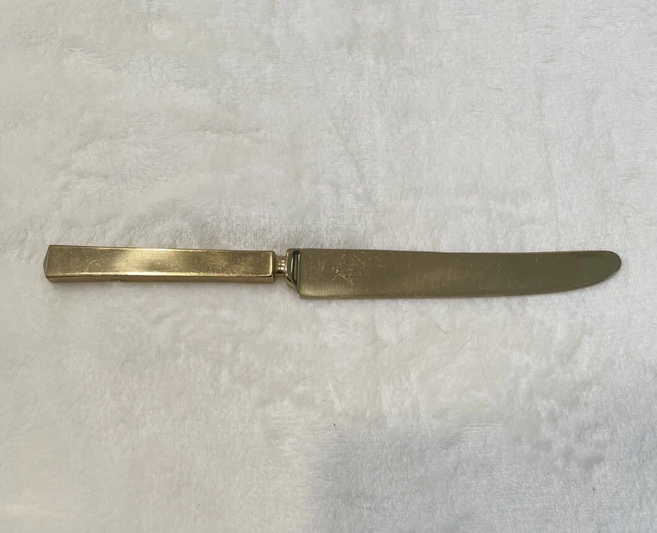 Set of 7 Vintage Dirigold Dirilyte Goldware Empress 8 5/8" Dinner Knives MCM - Image 4 of 4