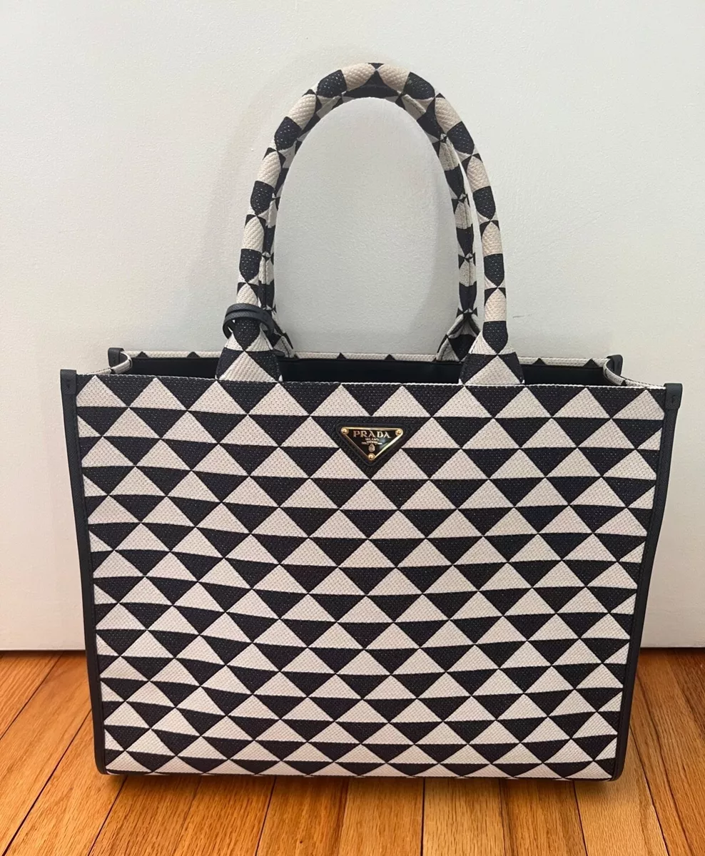 Prada Symbole embroidered fabric tote bag