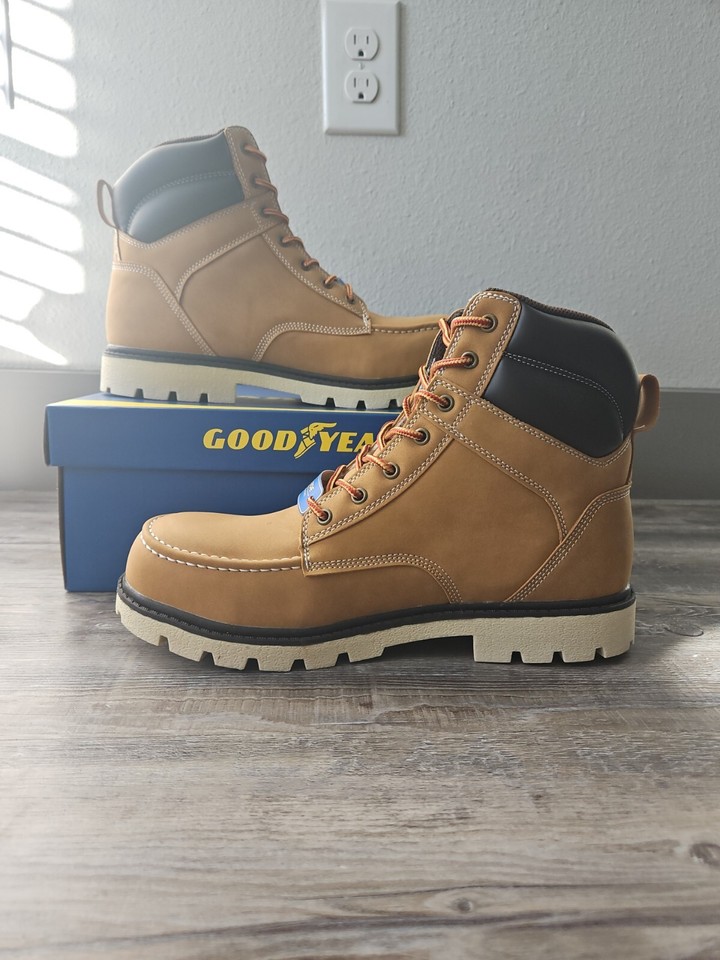 Goodyear Men's Penn Steel Toe Work Boots, Wheat, 10 Wide eBay