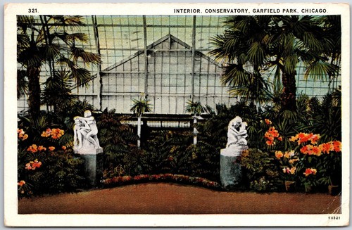 1929 Interior Conservatory Garfield Park Chicago Illinois IL Postkarte