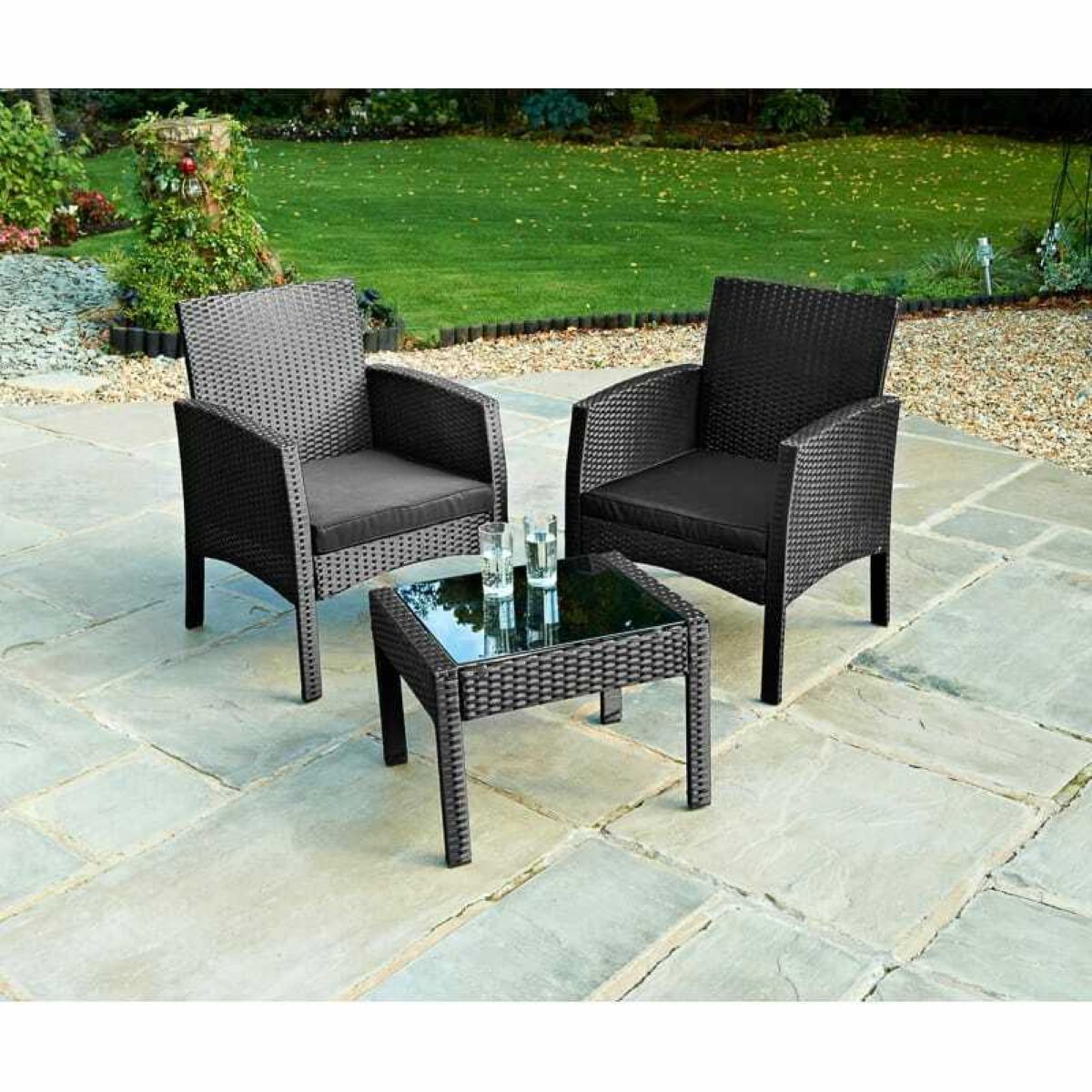 Black Rattan Single Chair Garden Outdoor Patio Furniture Cushion