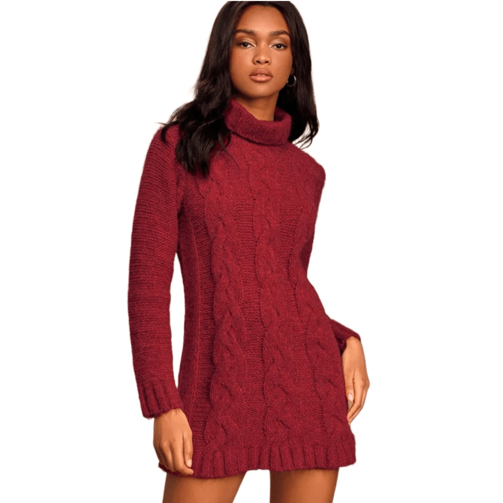 Women's Sweater Chaps Sweater Dress Gabrielle Turtle Neck Sweater Mini Dress Women's Sweater Chaps Sweater Dress Gabrielle Turtle Neck Sweater Mini Dress