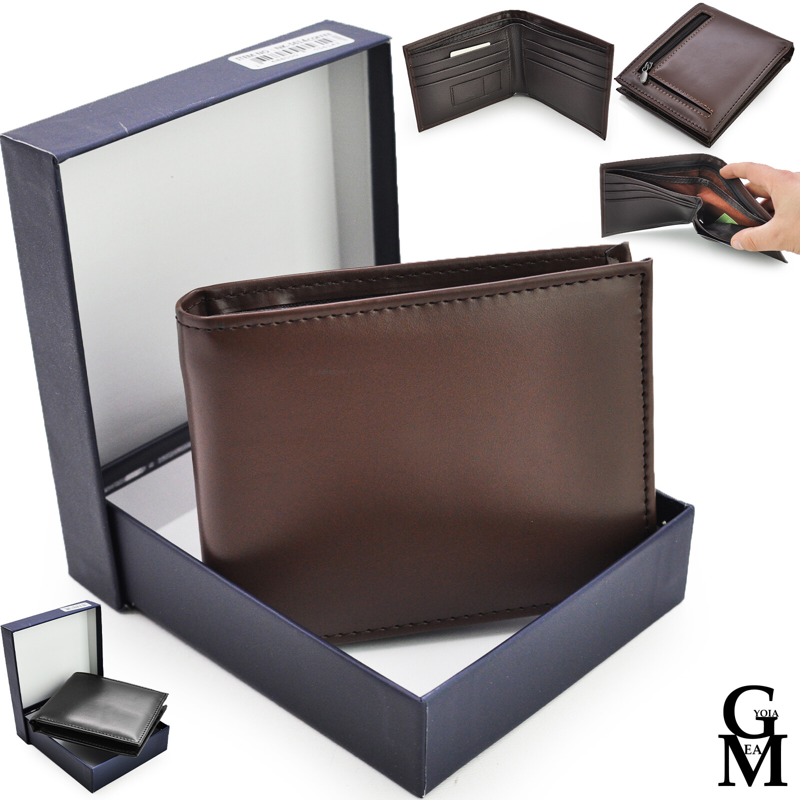 Portafoglio Uomo In Pelle Sottile E Impermeabile: 12x9,5 Cm, Con Slot Per Carte, Marrone - 3