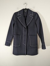 Ann Taylor Womens Navy Wool Blend Classic Coat Sz S Elegant Business Mature Work