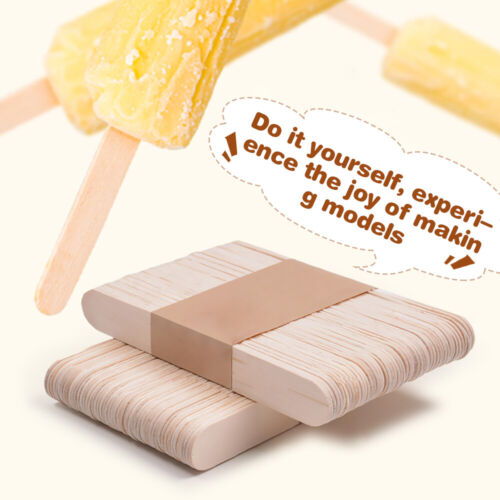 50x DIY Wood Popsicle Sticks Ice Cream Stick Cake Wooden Craft Hand Making Sets - Picture 1 of 12