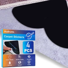 4 Pack Non-Slip Carpet Tape for Hardwood Floors - No Damage Rug Stickers