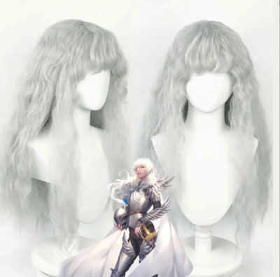 Anime Berserk Griffith Cosplay Perücke lang silberweiß lockig hitzebeständiges Haar