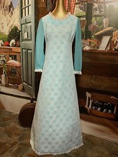 Vintage Victorian Prairie Maxi Folk Hippie Gown Long Boho Lace Drama Dress S