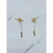 14k Gold Earrings Dangling with beads - Aretes en oro colagantes 14 kilates