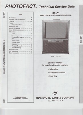 Sony KV-32TW75, KV-32TW76 Trinitron Color TV Photofact SAMS Service Manual