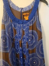 Tory Burch Women’s A-Line Logo Sundress 100% Silk Size 8 Light Beach Cover up