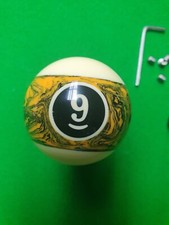 2 Inch Pool Ball Yellow Marbled No.9 Gear Knob & Adapters NEW