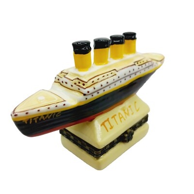 Titanic Ship Model Limoges hinged box hand painted Tiny Treasures 