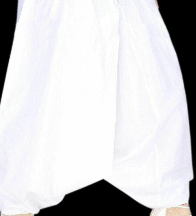 Alibaba Blanco Gitano Pantalones Yoga Harén Pantalón Suelto Indio Algodón Sólido Pantalones Foto 4 de 4