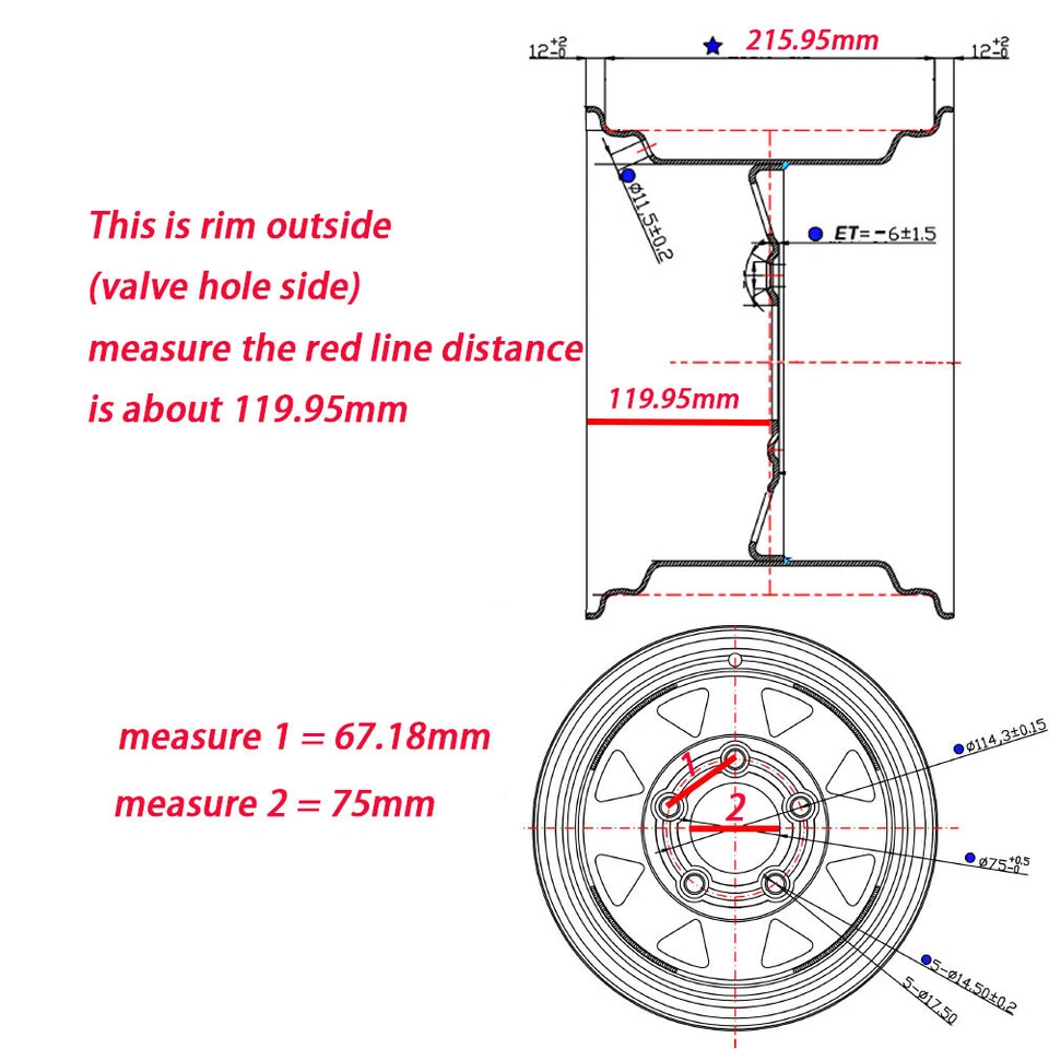 12 inch 12x8.5 5/4.5 RIM WHEEL fits Kubota RTV models with 5 holes PACK of 4 Rim Foto 2 de 4