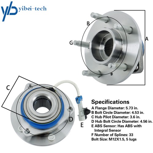 Front Wheel Hub Bearing For Chevy Impala Limited Buick Lucerne Cadillac DTS 3.5L - Picture 2 of 14
