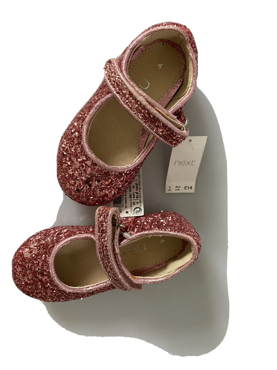 Kollega Tidsserier Diverse Next girls Pink Glitter Shoes UK 4 Eur20.5 | eBay