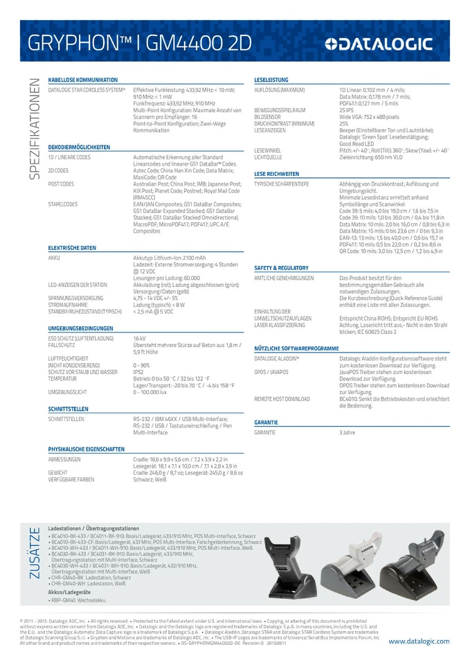 GM4400 Datalogic 2D Barcode Funkscanner kabellos f. QR, Securpharm, Datamatrix - Bild 3 von 3