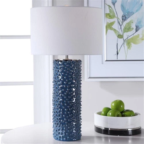 Uttermost Ciji Coastal Ceramic and Fabric Table Lamp in Deep Indigo Blue - Picture 2 of 8