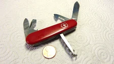 Vintage VICTORINOX Tourist Small Spartan 84mm Swiss Army Knife Multi Tool RED ..
