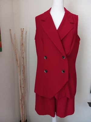 Women's Red Double-Breasted Shorts Set Size 10 by Davis Hollis Classy Look