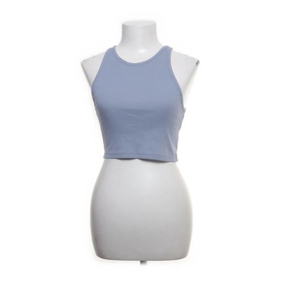 Zara, Crop Top, Größe: M, Blau, Einfarbig, Rippenstrick, Damen #bKF