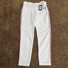Under Armour Boys Gameday Vanish Baseball Pants YL White Red Piping NWT