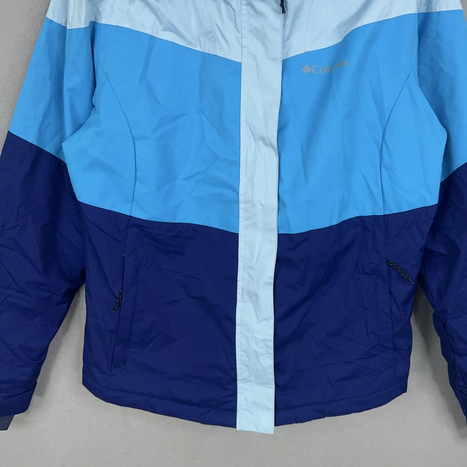 Columbia Jacket Womens Large Blue Colorblock Omni-Tech Heat Hooded Tipton Peak - Image 3 of 4