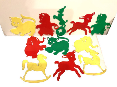 Vintage Colorful Large Plastic Animal Stencils, Trace-It Tracing Toys 60 s