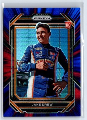 2023 Panini Prizm #43 Jake Drew Hyper Prizm Red and Blue #/299