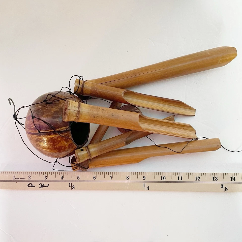 Carillones Woodstock de bambú de coco entero Foto 4 de 4