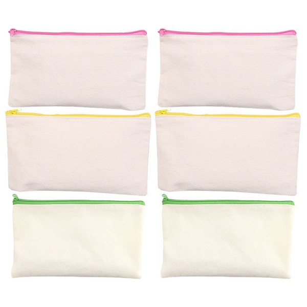 Estuche para lápices de tela con diseño de cremallera de 6 piezas bolsa de almacenamiento para papelería