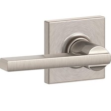 Schlage F10 LAT 619 COL Latitude Passage Lever Collins Decorative Satin Nickel