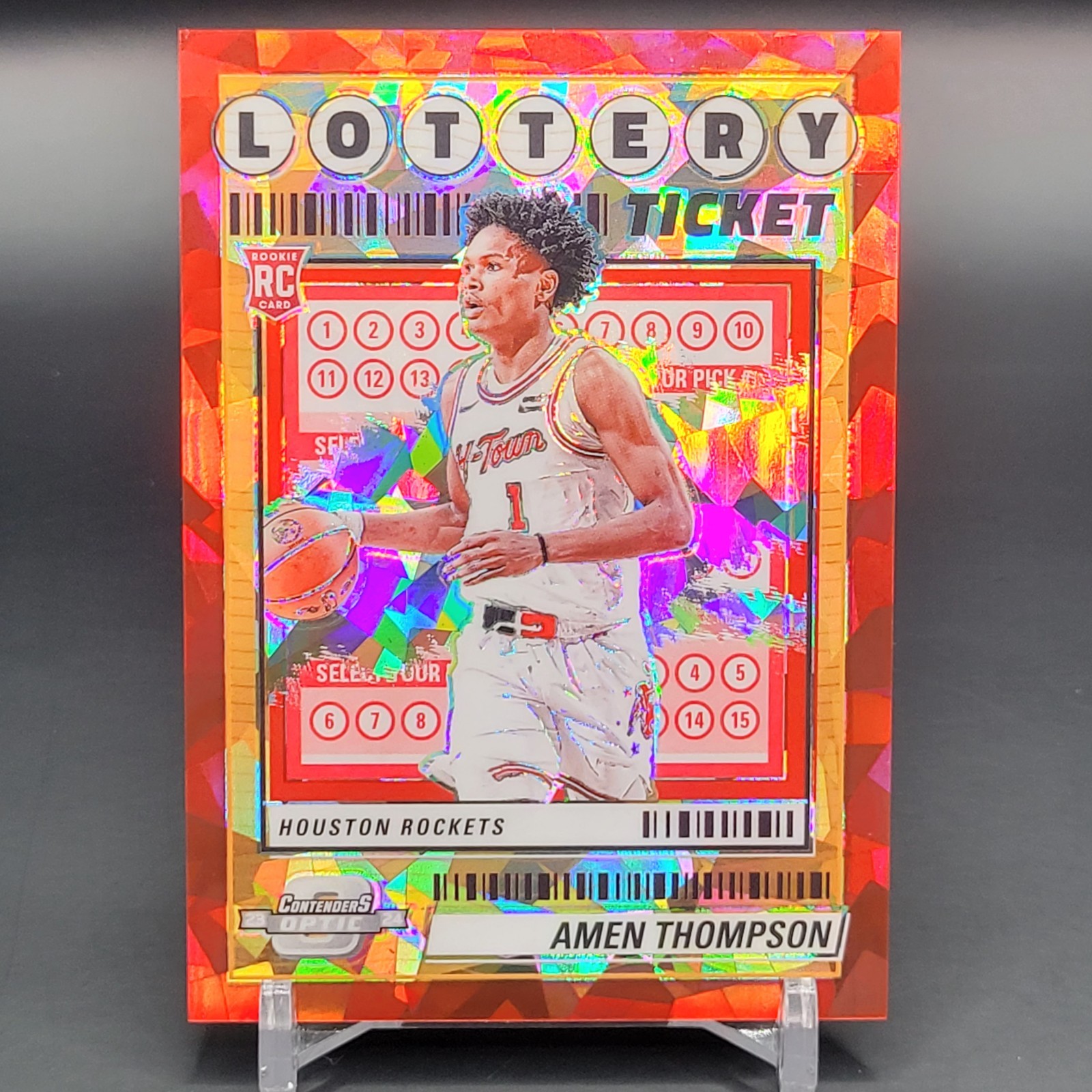 2023-24 Contenders Optic Rookie Lottery Ticket Amen THompson RC Red Ice /175
