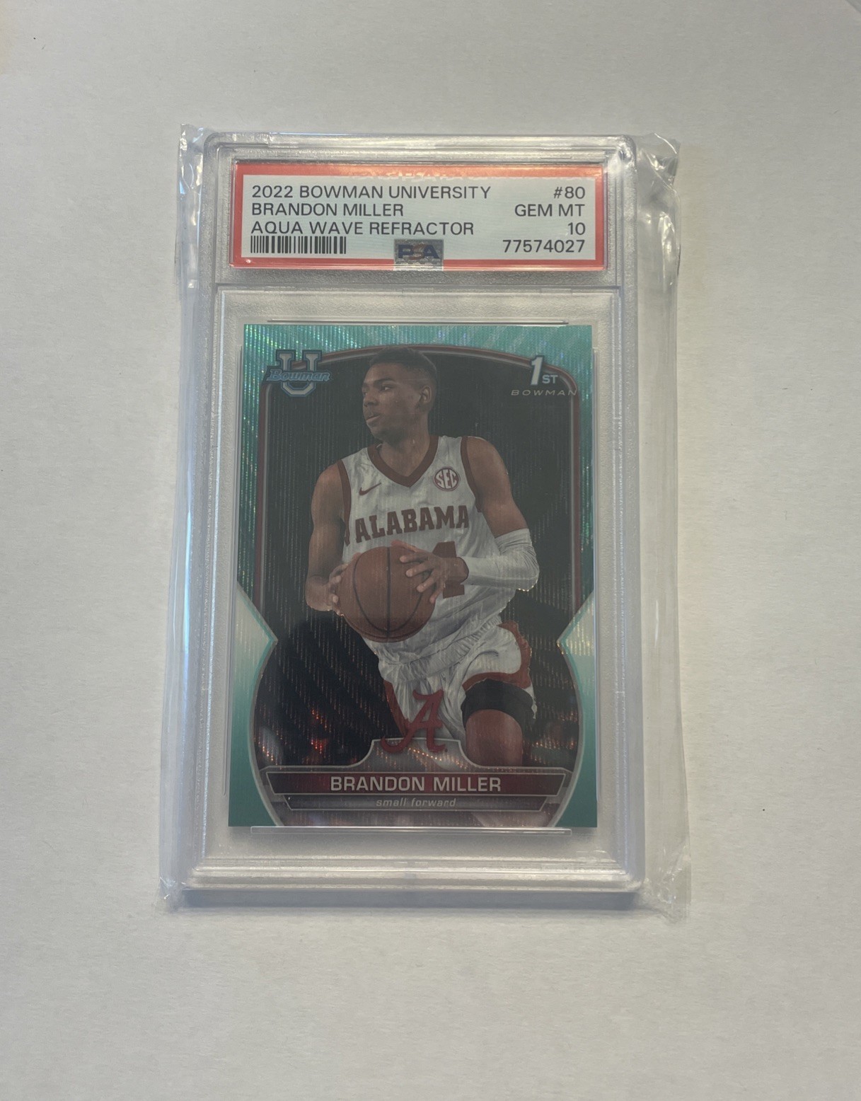 2022 Bowman 1st - Brandon Miller #80 Aqua Wave Refractor PSA 10 /299