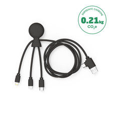 Cable Mr Bio A+C/mUSB+USBC+MFI 1m reyclé Noir