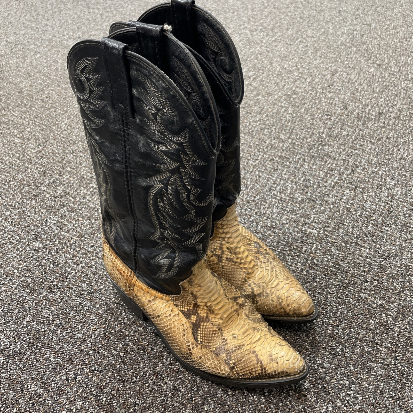 Vintage Snakeskin Leather Boots Python Rare Designer Size 9D Western